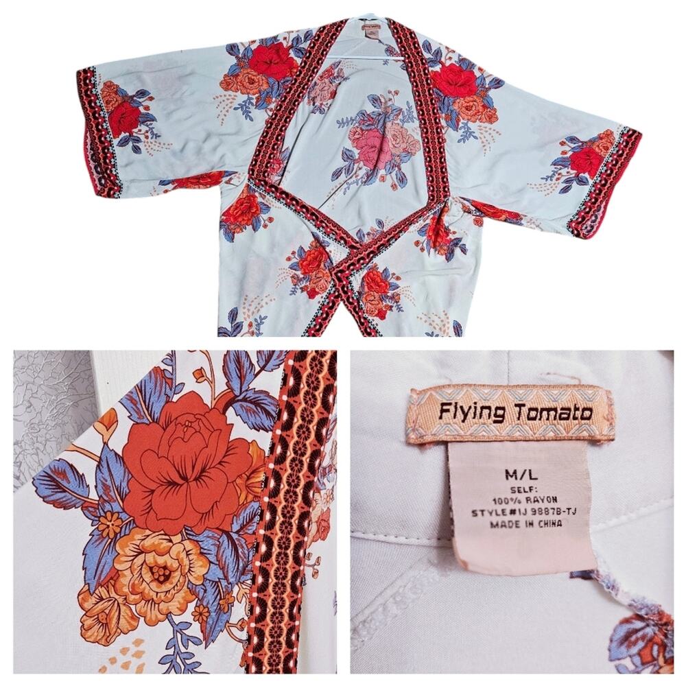 Colorful kimono by Flying Tomato Draped Sleeves size M/L